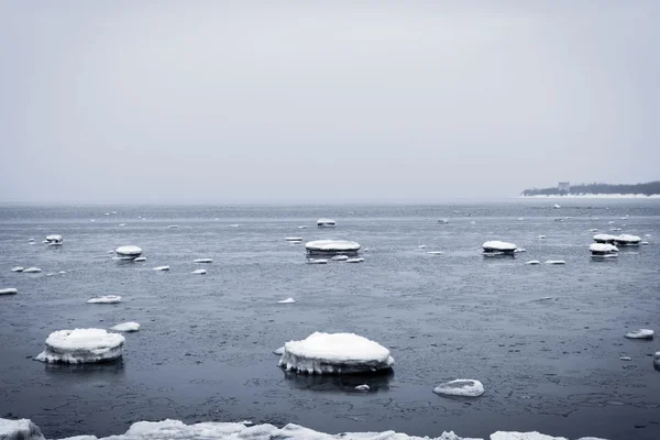 Winter rotsachtige kust — Stockfoto