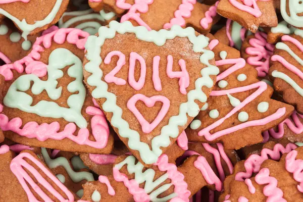 Homemade new year cookie with 2014 number — Stockfoto