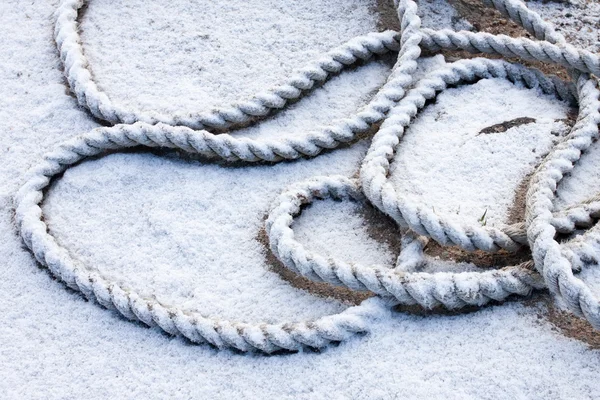 Frozen ship cable — Stock Photo, Image