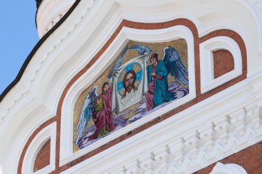 Golden mosaic icon on Cathedral in Tallinn, Estonia clipart