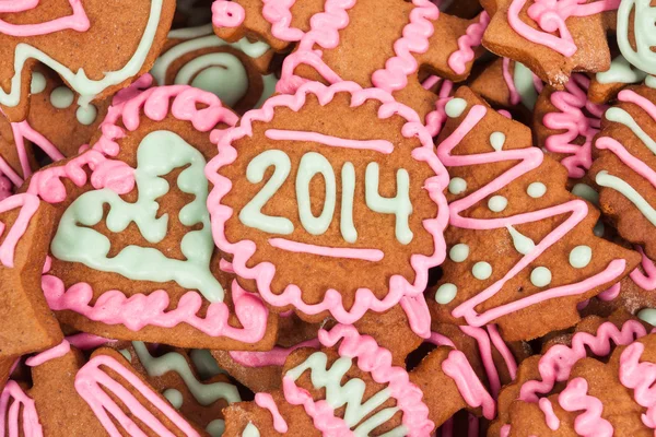 Biscoito de ano novo caseiro com número 2014 — Fotografia de Stock