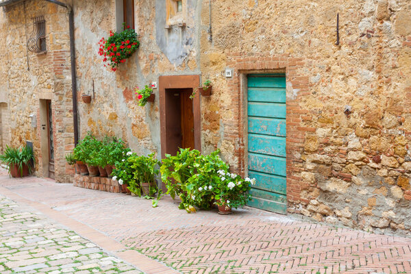 Old elegant door of Tuscan Italy