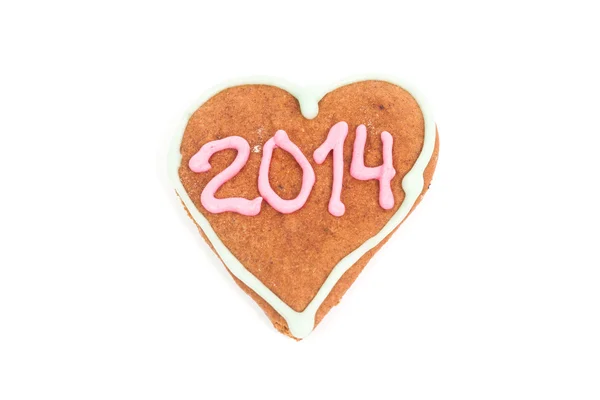 Homemade 2014 cookie isolated on white — Stock Photo, Image