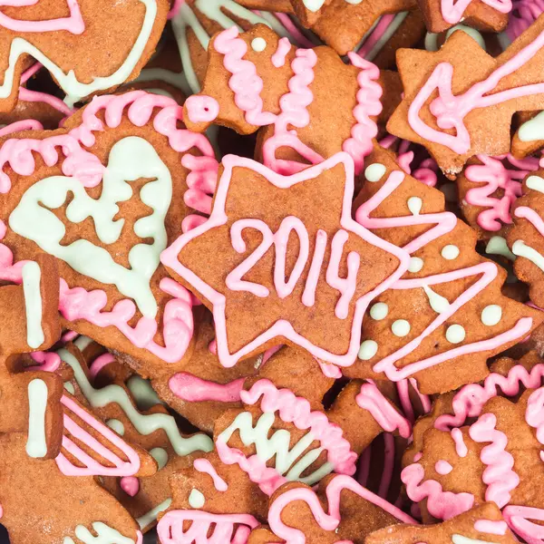 Biscoito de ano novo caseiro com número 2014 — Fotografia de Stock