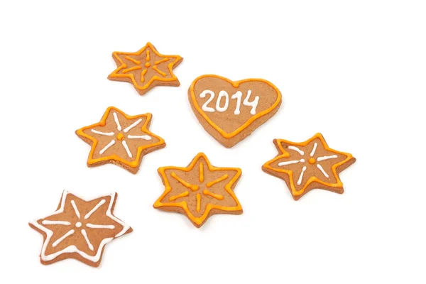 Homemade new year cookies with 2014 number. — Stock Photo, Image