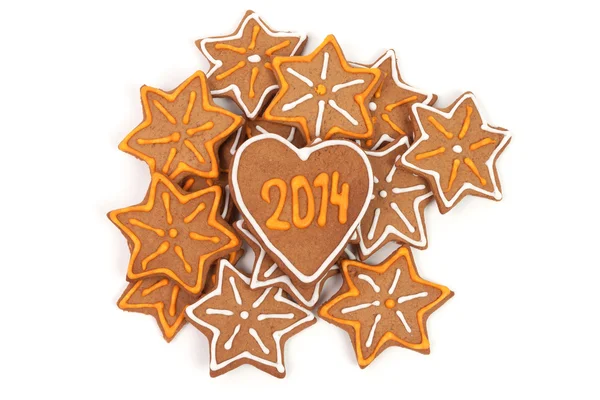 Galletas de año nuevo caseras con número 2014 . — Foto de Stock