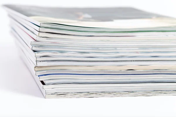 Close-ups of stack of colorful magazines — Stock Photo, Image