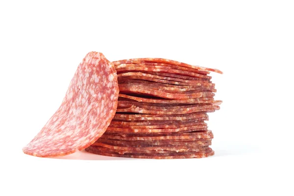 Slices salami isolated on a white — Stock Photo, Image