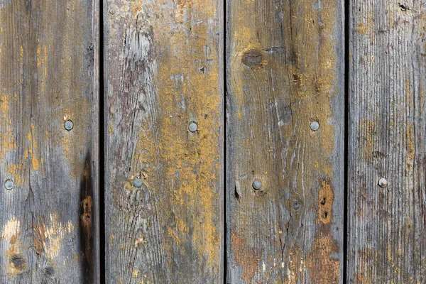 Fondo de madera con madera envejecida y clavos oxidados — Foto de Stock
