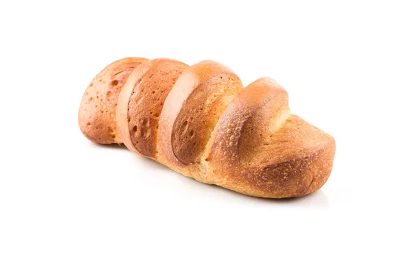 Φρέσκο Ψημένο Παραδοσιακό Ψωμί Λευκό Φόντο — Φωτογραφία Αρχείου