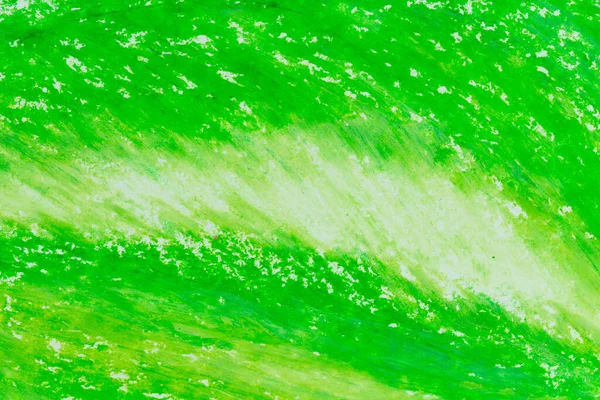 蜡笔画绿色滑行纹理背景近景镜头在白纸上 — 图库照片
