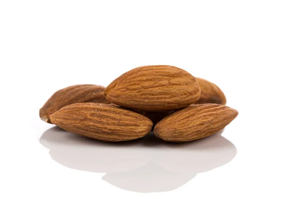 Pile Almonds Nuts White Background — Stock Photo, Image