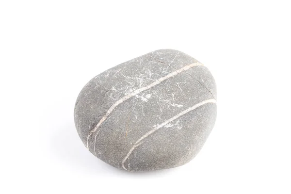 Piedra Gris Aislada Sobre Fondo Blanco Con Reflejo — Foto de Stock