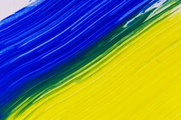 Ukranian Flag Acrylic Paint Texture Drawingstate Yellow Blue — 스톡 사진
