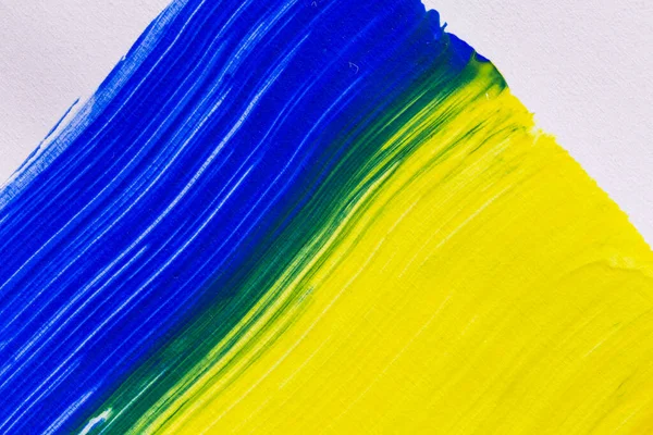 Ukranian Flag Acrylic Paint Texture Drawingstate Yellow Blue — 스톡 사진