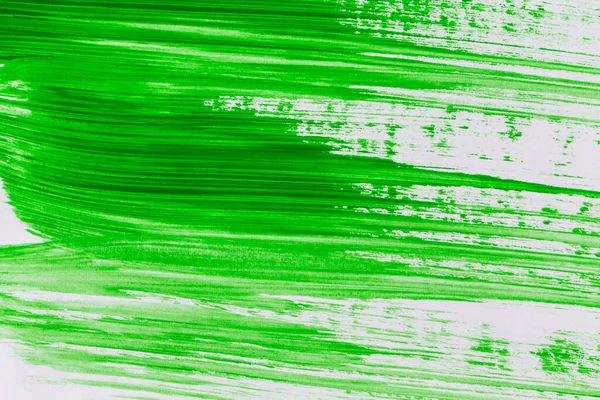 Akrylová Zelená Barva Textura Pozadí Ruční Štětec Papíře — Stock fotografie
