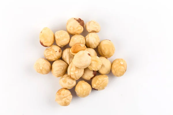 Closeup View Hazelnuts Nuts Pile White Background — Stock Photo, Image