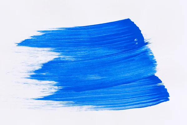 Акриловая Краска Текстура Фона Синий Цвет Белой Бумаге Удар Кистью — стоковое фото