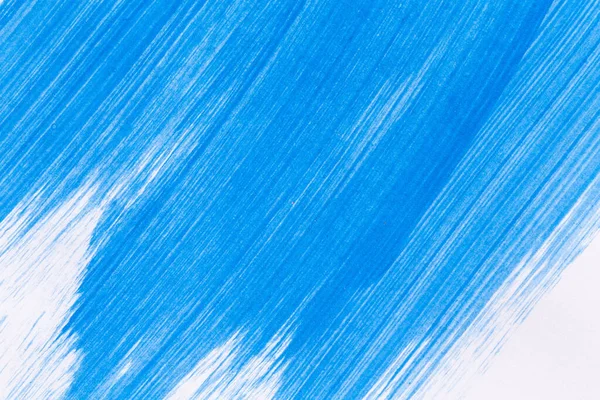 Acrylic Paint Texture Background Blue Color White Paper Brush Stroke — Stockfoto