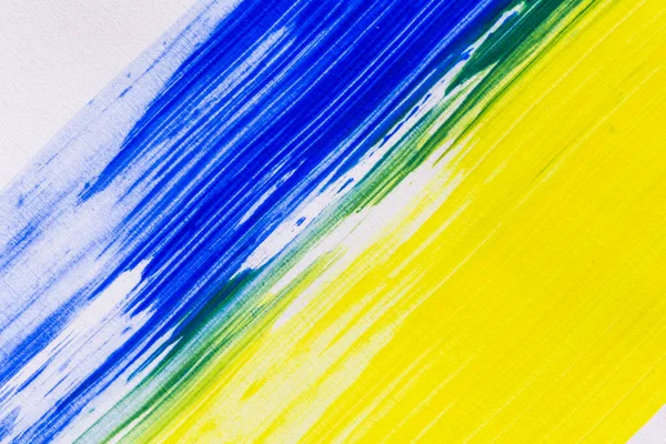 Ukranian Flag Acrylic Paint Texture Drawingstate Yellow Blue — Stok fotoğraf