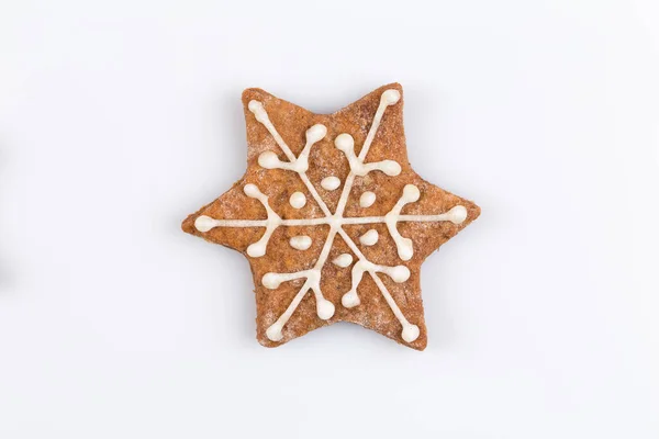 Forma Estrela Biscoito Gengibre Natal Isolado Fundo Branco — Fotografia de Stock