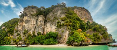 Ko Phi Phi's Limestone Cliffs with very colorful leaves