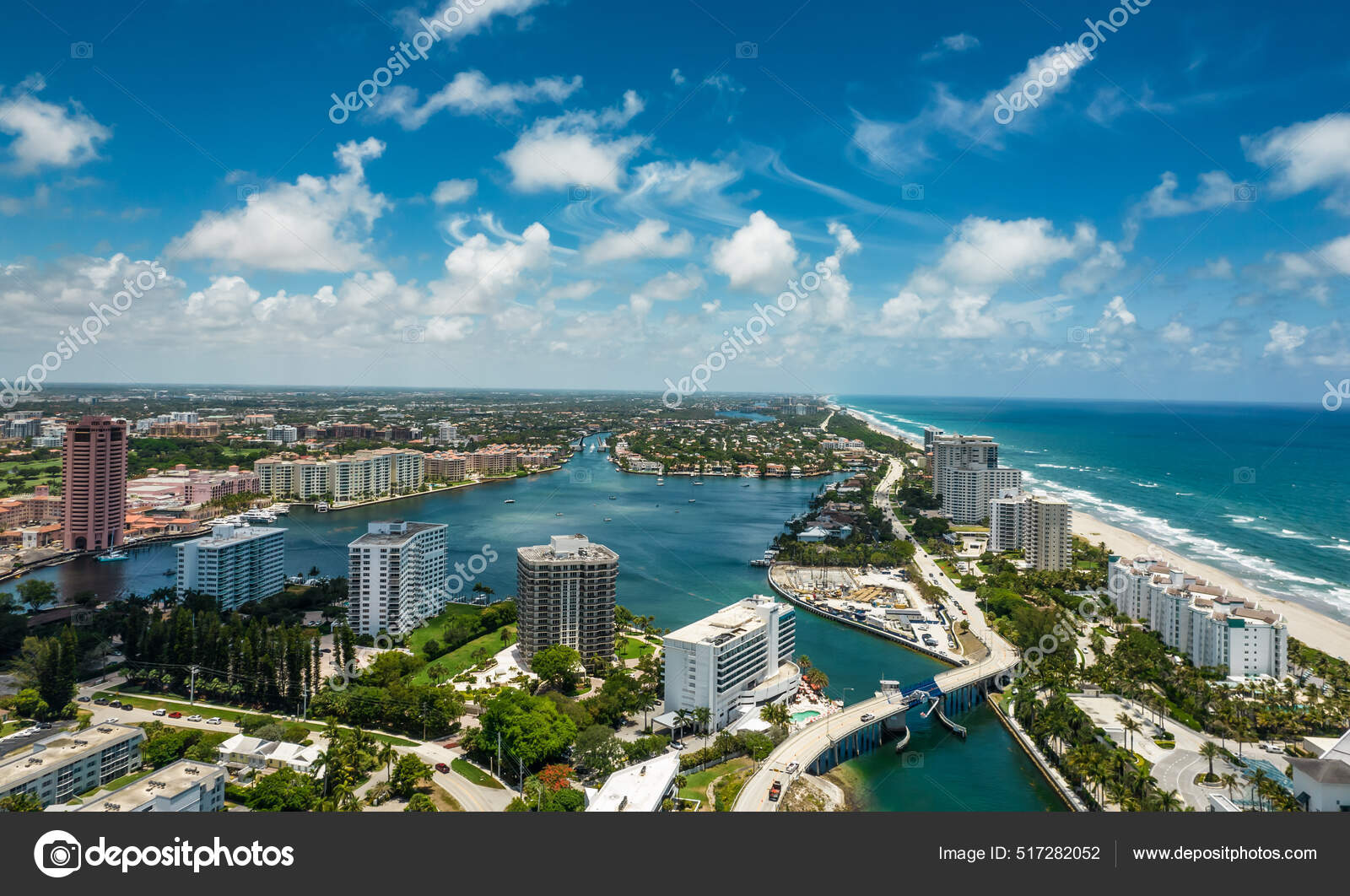 Aerial View North Boca Raton Florida Atlantic Ocean Beach East Stock