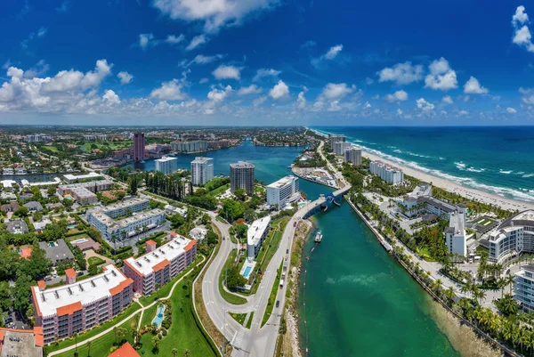 Antenn Utsikt Norrut Boca Raton Florida Med Atlanten Öster Och — Stockfoto