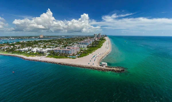Aerial View Palm Beach Inlet Atlantic Ocean Luxurious Singer Island — Stock Photo, Image