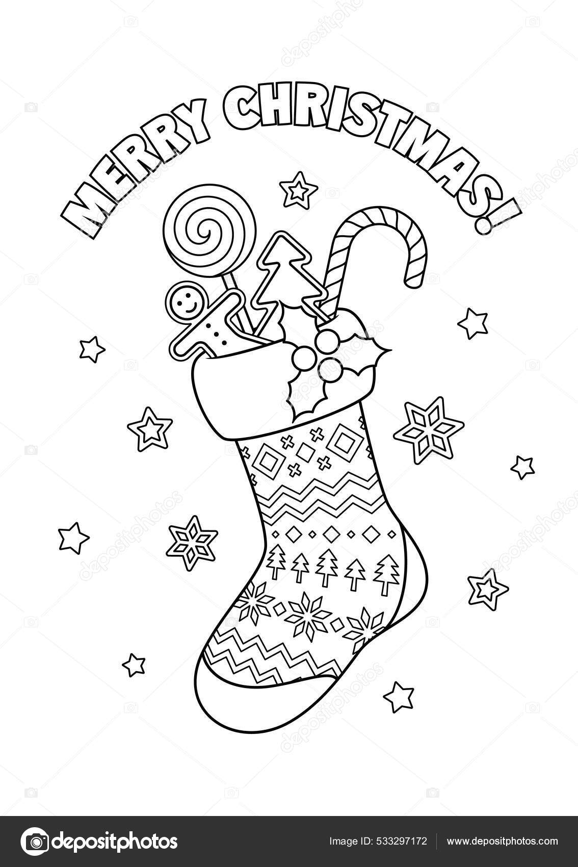 Desenhos para colorir de desenho de meias de natal e presentes para colorir  online 