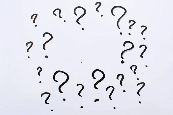 Signos Interrogación Sobre Fondo Blanco Preguntas Frecuentes Frecuencia Respuesta Conceptos —  Fotos de Stock
