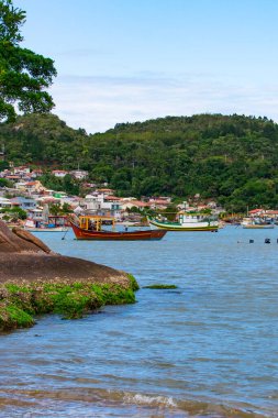 Governador Celso Ramos 'un güzel manzarası, Santa Catarina, Brezilya' daki hoş geldiniz plajı