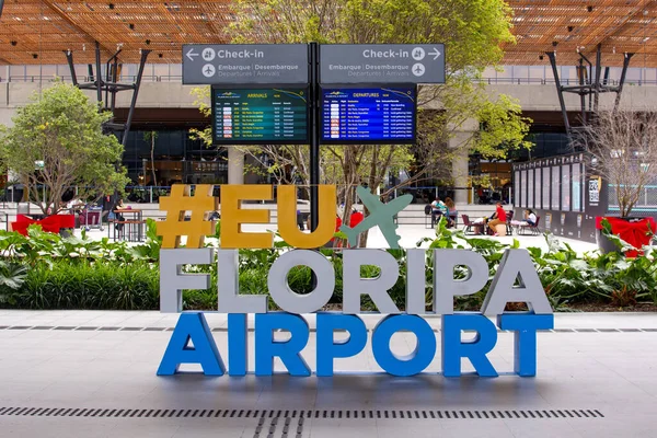 Florianopolis Santa Catarina Brasil 2021 Sala Espera Aire Libre Aeropuerto — Foto de Stock