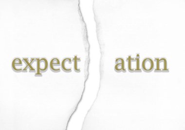 Beyaz arka planda kelime beklentisi. Beklentiler kavramı