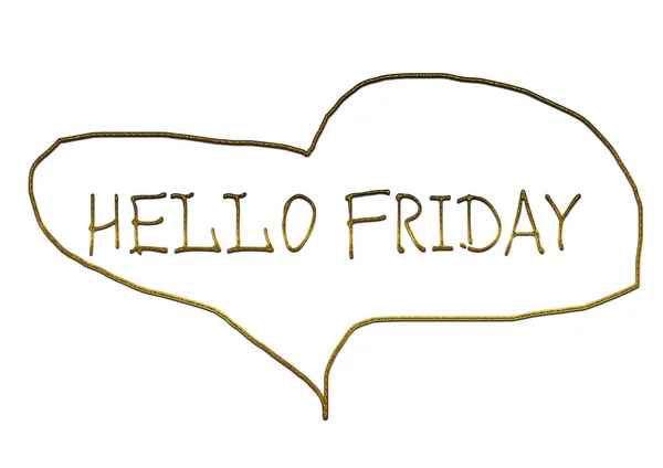 Hello Friday Golden Text Hello Friday White Background — Stock Photo, Image