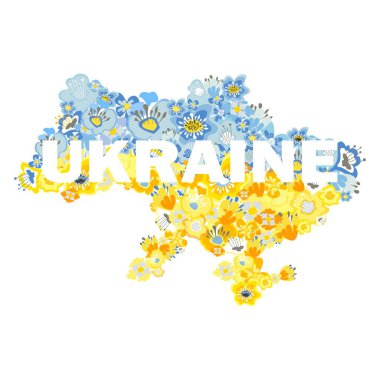  Mavi sarı çiçekler Ukrayna 'yı kurtarır Ukrayna' nın barışı için dua eder Ukrayna 'yı Rusya' dan kurtarır savaş kavramının yatay çizimini durdurur