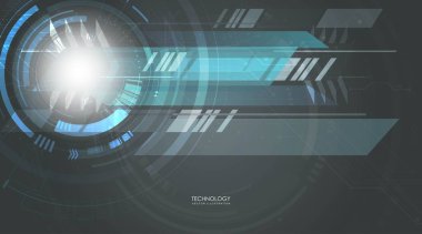 Abstract technology background with various futuristic technological elements and glowing shapes . Smart design for business ads. Vector illustration.