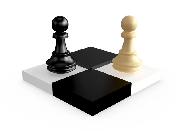 Pionki na szachy deska bloki — Zdjęcie stockowe