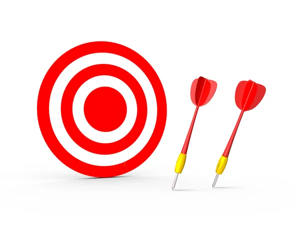 Falen van rode dart pijlen met doel — Stockfoto