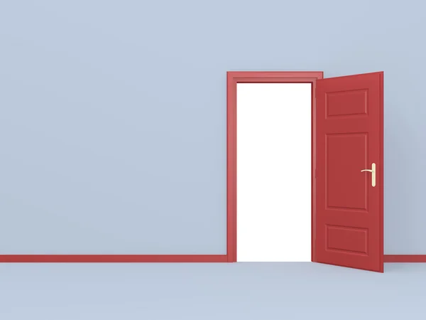 Red Opened Door in Gray Wall — Stock Photo, Image