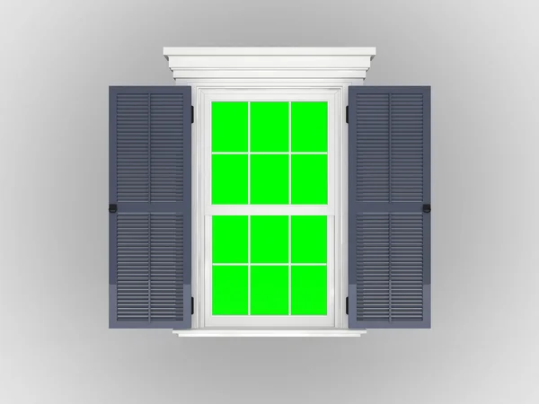 Window with Green Box — Stock Photo, Image