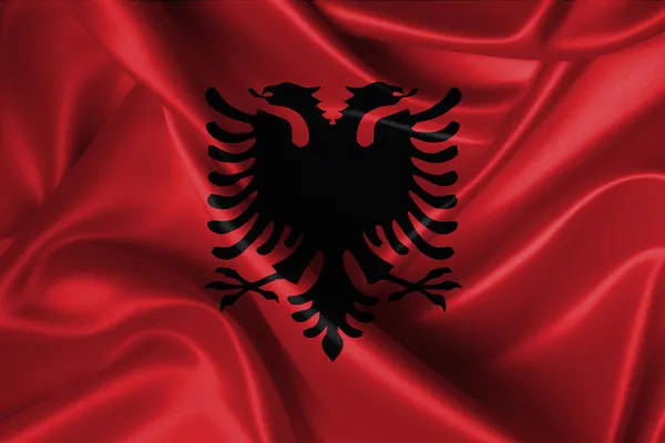 Golvende vlag van Albanië. — Stockfoto