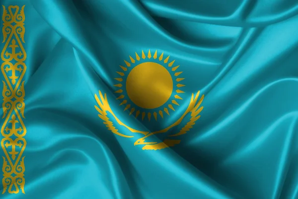 Wavy Flag of Kazakhstan — Stock Photo, Image