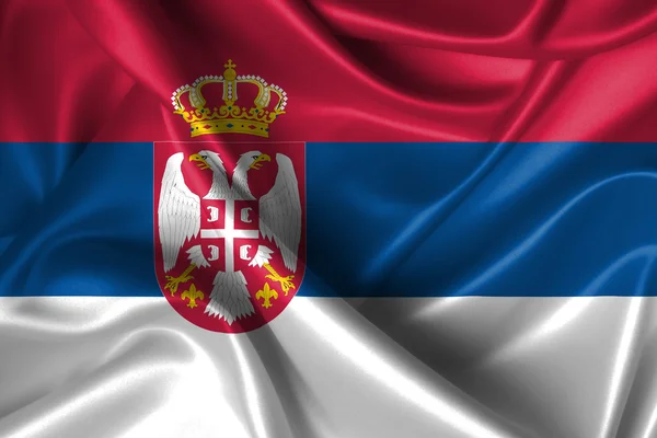 Bandeira ondulada da Sérvia — Fotografia de Stock