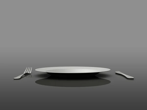 Empty Plate, Fork and Knife — Stock Photo, Image