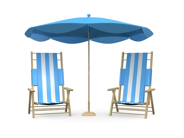 傘とビーチチェア — ストック写真