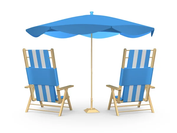Strandstoelen met paraplu — Stockfoto
