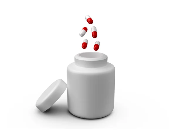 Medische capsules en pillendoos — Stockfoto