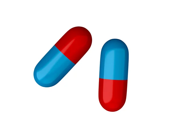 Rood en blauw capsules — Stockfoto