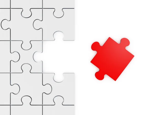 Puzzle Piece Outside of Whole Puzzle — Stock Photo, Image